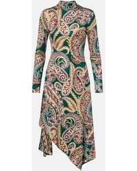 Etro - Robe Dos Ouvert Asymétrique En Jersey Stretch À Imprimé Cachemire - Lyst