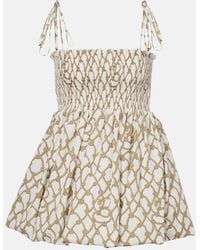Burberry - Knot Shirred Cotton Minidress - Lyst