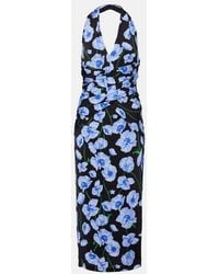 Carolina Herrera - Floral Gathered Midi Dress - Lyst