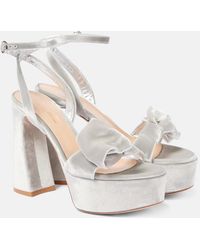 Gianvito Rossi - 70 Bow-Detail Velvet Platform Sandals - Lyst