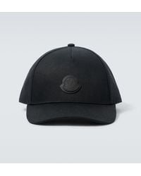 Moncler - Baseballcap Aus Baumwolle Mit Leder - Lyst