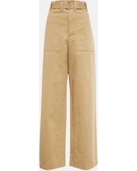 Lemaire - Pantalon ample a taille haute en coton et lin - Lyst