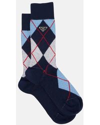 Prada - Argyle Cotton-Blend Jacquard Socks - Lyst