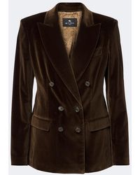 Etro - Double-Breasted Cotton Velvet Blazer - Lyst
