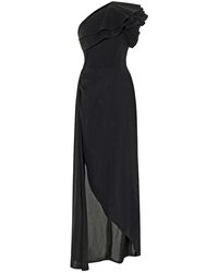 Elie Saab Abito lungo monospalla - Nero