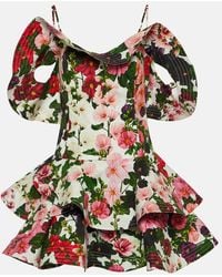 Oscar de la Renta - Ruffled Floral Cotton-Blend Minidress - Lyst
