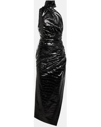 Alaïa - Asymmetric Croc-Effect Midi Dress - Lyst