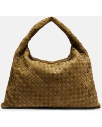 Bottega Veneta - Hop Intrecciato Large Suede Tote Bag - Lyst