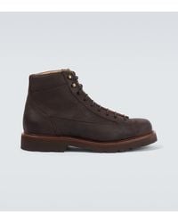 Brunello Cucinelli - Leather Lace-Up Boots - Lyst