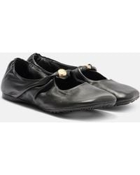 Loewe - Pebble Soft Leather Mary Jane Flats - Lyst