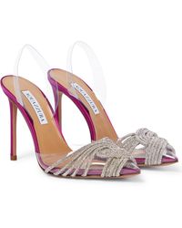 Aquazzura Gatsby 105 Embellished Slingback Court Shoes - Pink