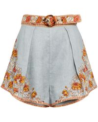 Zimmermann Andie Floral Linen High-rise Shorts - Multicolour