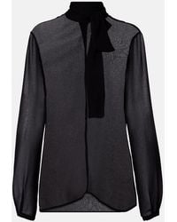 Alaïa - Tie-Neck Georgette Blouse - Lyst
