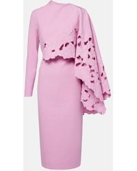 Oscar de la Renta - Cape-Detail Wool-Blend Midi Dress - Lyst