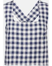 Asceno - Cozumel Gingham Linen Crop Top - Lyst