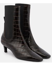 TOTEME - Croco-Embossed Mid-Heel Boots - Lyst