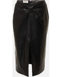 Saint Laurent - Gathered Leather Pencil Skirt - Lyst