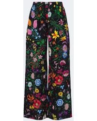 Gucci - Flora Silk Twill Palazzo Pants - Lyst
