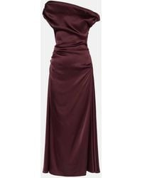 STAUD - Vestido Midi Phare De Saten De Mezcla De Seda - Lyst