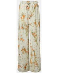 McQueen - Pantaloni A Gamba Larga Con Stampa Floreale - Lyst