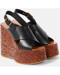 Chloé - Maxime Leather Wedge Sandals - Lyst