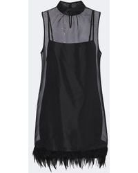 STAUD - Albee Feather-Trimmed Silk Minidress - Lyst