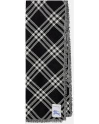 Burberry - Check Wool And Silk Scarf - Lyst