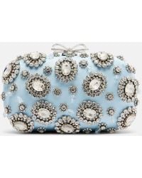 Self-Portrait - Crystal-Embellished Satin Clutch - Lyst