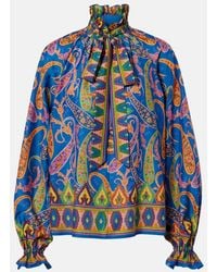 Etro - Printed Cotton And Silk Twill Blouse - Lyst