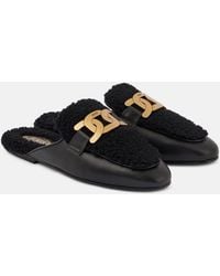 Tod's - Catena Kate Shearling And Leather Mules - Lyst