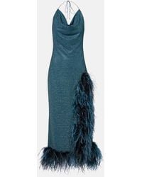 Oséree - Lumiere Plumage Halterneck Midi Dress - Lyst