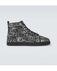 Christian Louboutin - Louis Printed Leather High-Top Sneakers - Lyst