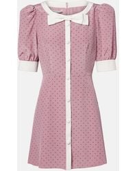 Alessandra Rich - Bow-Detail Polka-Dot Silk Minidress - Lyst