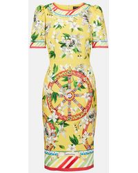 Dolce & Gabbana - Printed Cotton-Blend Midi Dress - Lyst