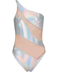 Norma Kamali Snake Holographic One-shoulder Swimsuit - Multicolour