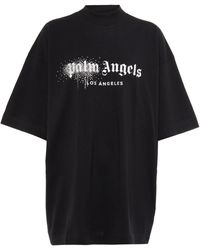 Palm Angels T-Shirt mit Strass-Logo - Schwarz