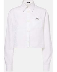 Versace - Camisa Cropped Barocco De Algodon - Lyst
