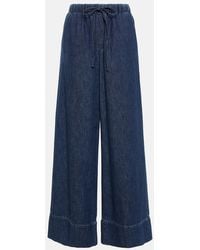 Valentino - High-Rise Chambray Wide-Leg Jeans - Lyst