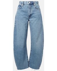 FRAME - Bubble Crop High-Rise Barrel-Leg Jeans - Lyst