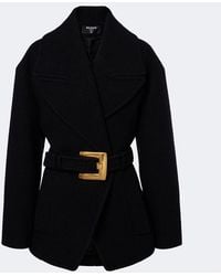 Balmain - Double-Breasted Virgin Wool Coat - Lyst