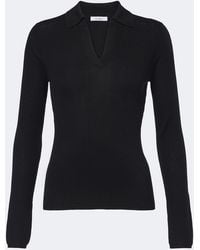 Max Mara - Ribbed-Knit Silk And Cashmere Polo Sweater - Lyst