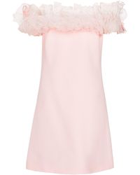Giambattista Valli Tulle-trimmed Off-shoulder Cady Minidress - Pink