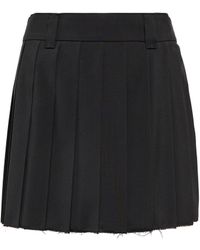 Miu Miu Minifalda plisada de lana y mohair - Negro