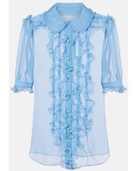 Dolce & Gabbana - Ruffled Semi-Sheer Silk Blouse - Lyst