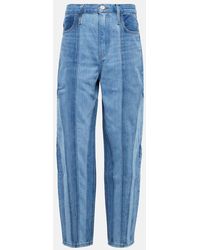 FRAME - Warped Stripe Barrel High-rise Jeans - Lyst