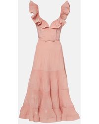 Zimmermann - Ruffled Pleated Midi Dress - Lyst
