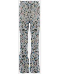 Rabanne - Metallic Floral High-rise Flared Pants - Lyst