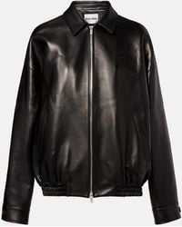 Miu Miu - Chaqueta De Piel Con Logo - Lyst