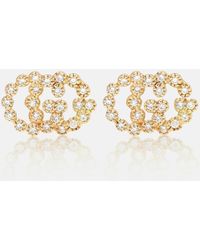 Gucci Tachuelas Doble G con Diamantes - Metálico