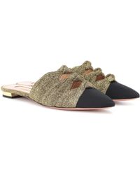 Aquazzura Mondaine Glitter Slippers - Metallic